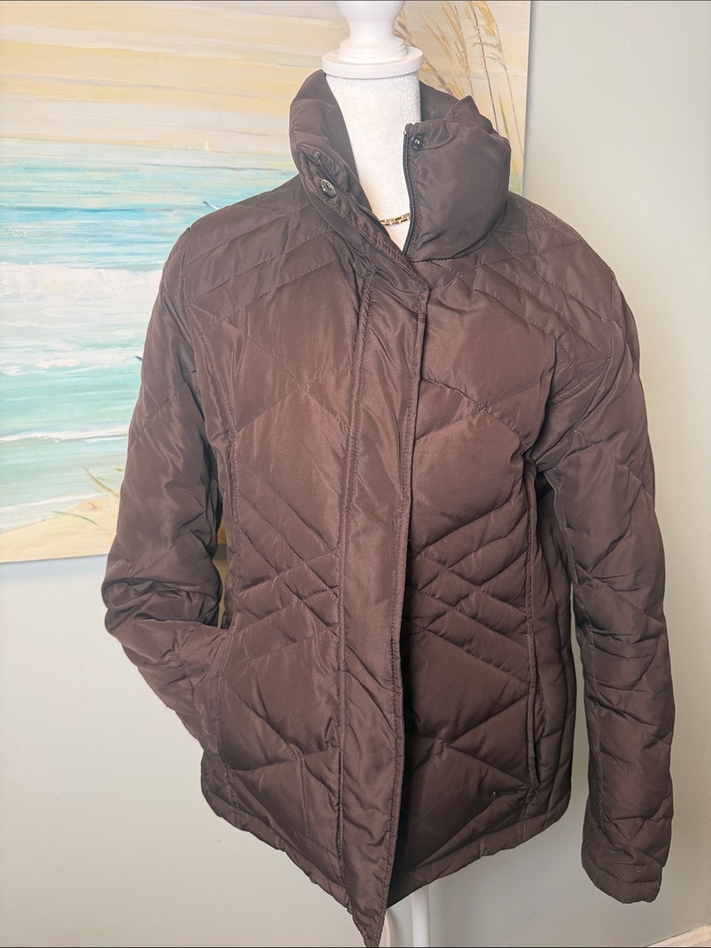 Kenneth Cole Reaction Quilted Puffer Jacket in Chocolate Brown
